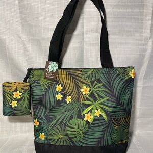 Green and Black Leaf Tote Bag